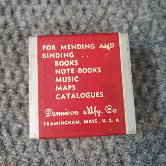 Vintage Dennison Gummed Cloth Mending Tape Black Number 4 9 Yds 1/4 Wide - Picture 3 of 6